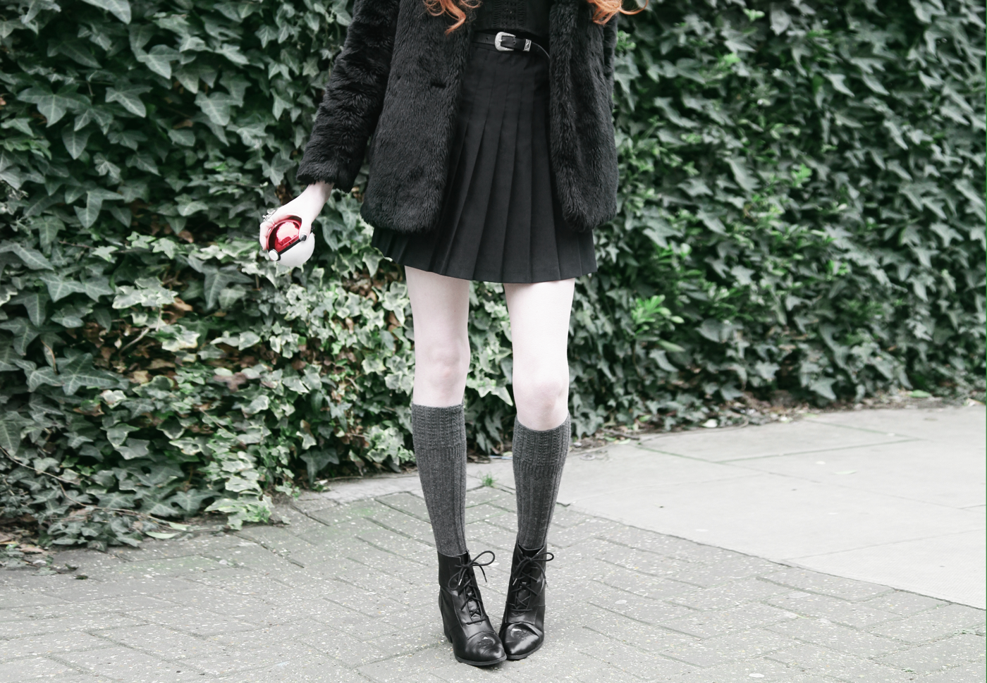 Olivia Emily wears Asos folk crop top, Valfre Bowie choker, American Apparel pleated skirt and YRU Aura boots