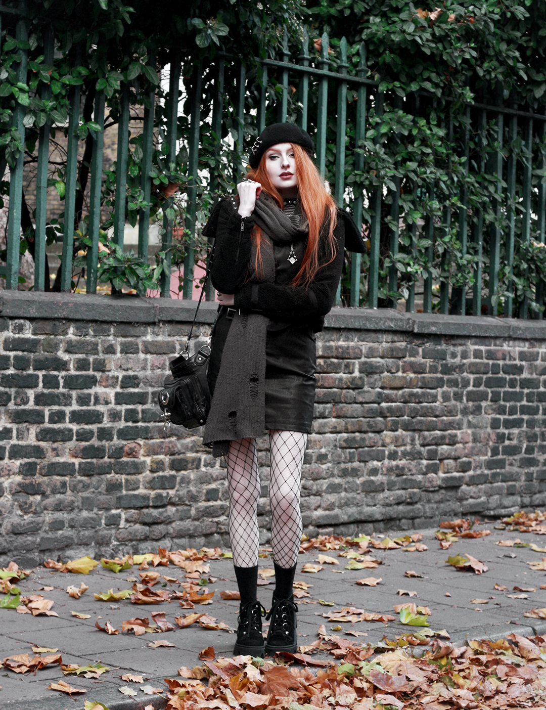 Pierced Beret & A Dungaree Dress.