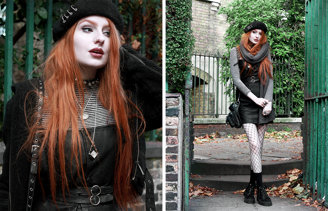 Olivia Emily - Dungaree dress and beret styling