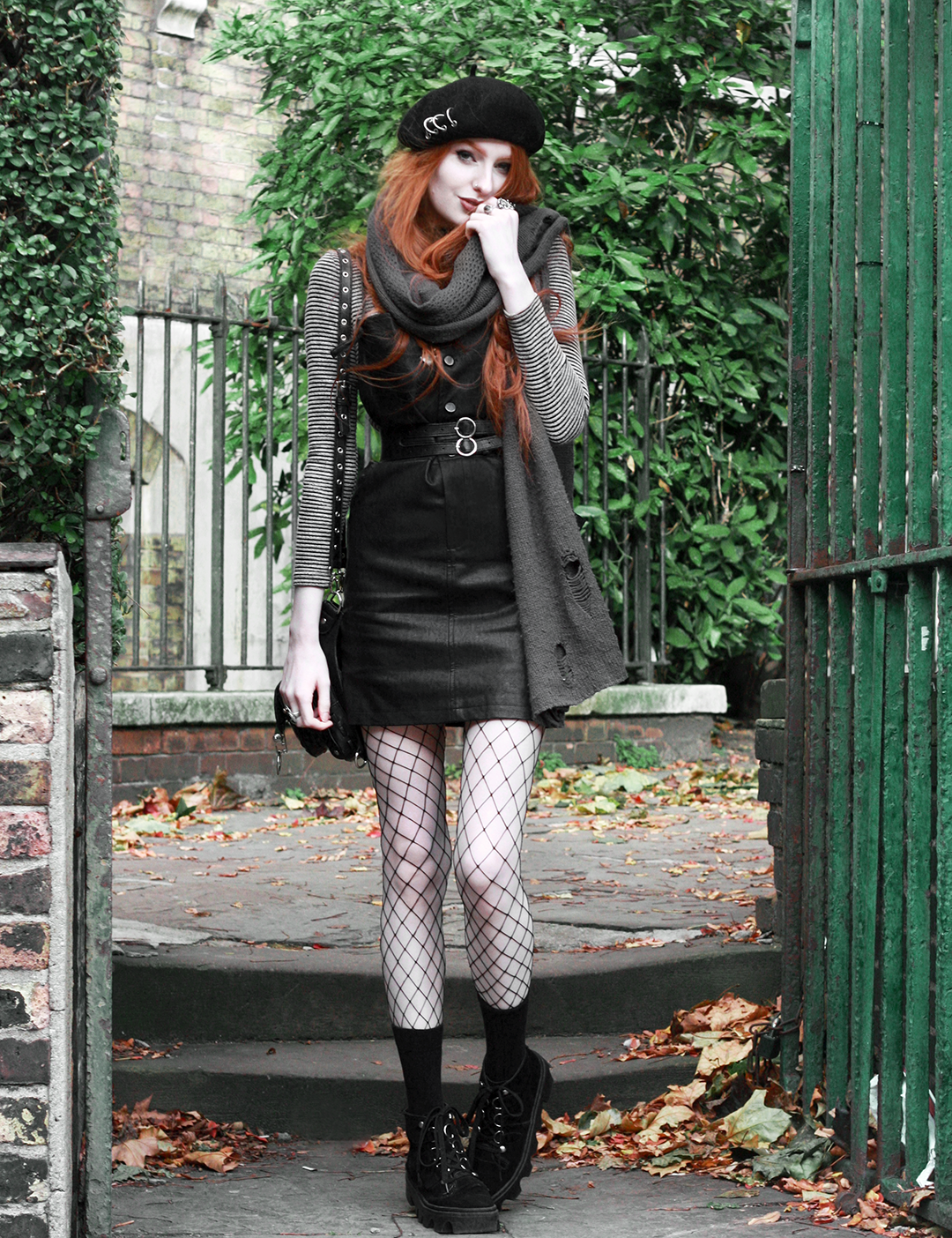 Olivia Emily - Dungaree dress and beret styling